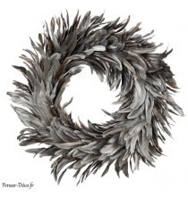 Couronne de Noël Plumes Argent