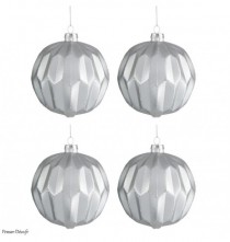 Lot de 4 Boules de Noël Verre Mat Argent