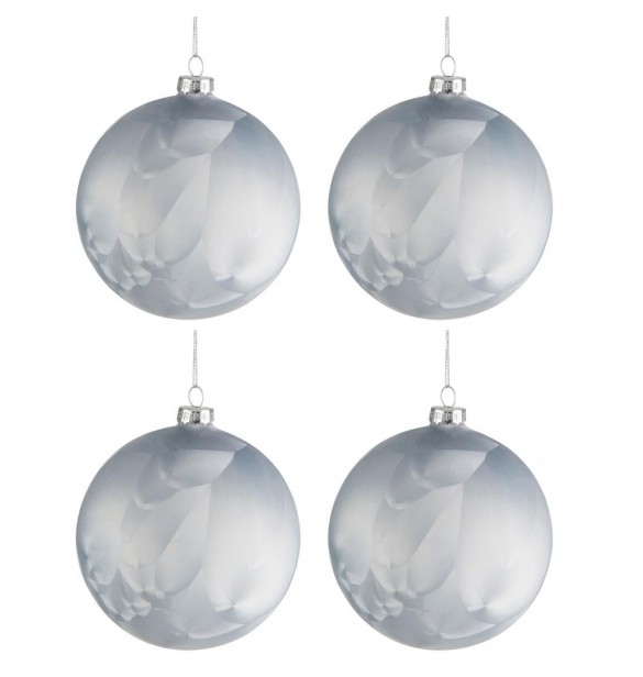 Lot de 4 Boules de Noël Verre Mat Glacé