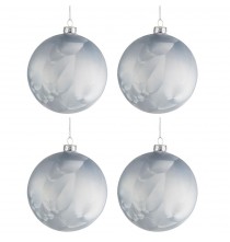 Lot de 4 Boules de Noël Verre Mat Glacé