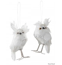 Hibou Peluche, Plumes / H.13 cm