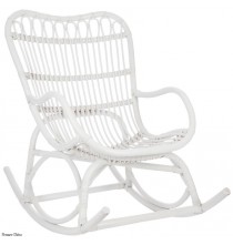 Fauteuil A Bascule Rotin Blanc Mat