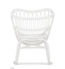 Fauteuil A Bascule Rotin Blanc Mat