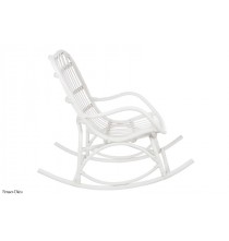 Fauteuil A Bascule Rotin Blanc Mat