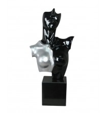 Buste Femme Noir & Argent, H.51 cm en polyrésine