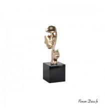 Très belle statue en polyrésine, secreto, représentant le visage d'une personne demandant le silence.