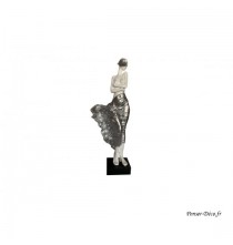 Sculpture Femme, jupe mouvement, Noir & argent