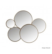 Miroir 5 ronds métal or