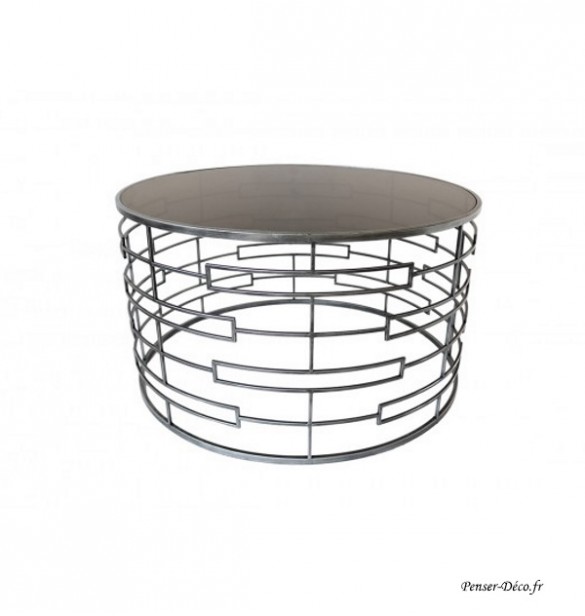 Table basse ronde, motif géométrique Table basse ronde, motif géométrique