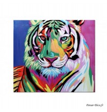 Tableau Tigre coloré, 60x60, toile