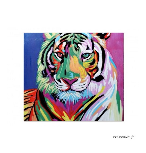 Tableau Tigre coloré, 60x60, toile