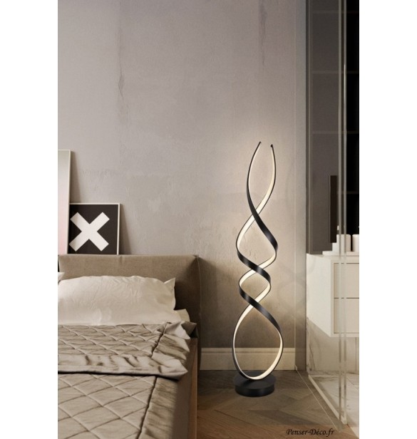 Lampadaire noir 2 rubans, LED, H.160 cm