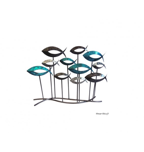 Banc de poissons sur pied à poser, L.67 cm Banc de poissons sur pied à poser, L.67 cm
