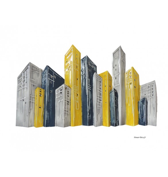 Ville, Buildings jaune et gris, Décoration murale