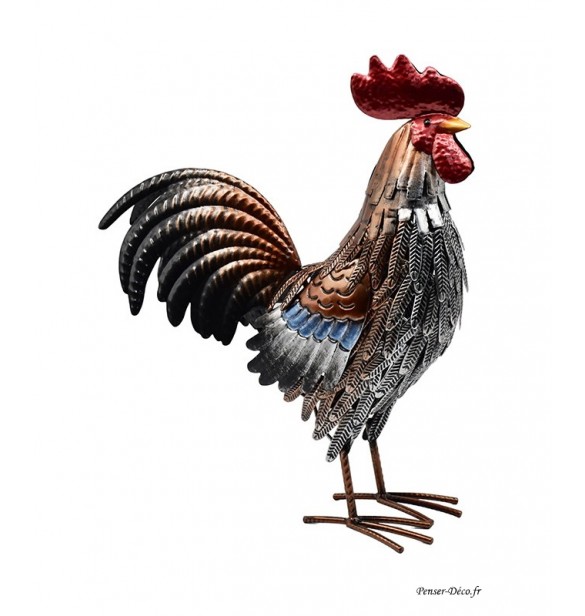 Coq en métal, effet plume, Histoire de Fer, socadis Coq en métal, effet plume, Histoire de Fer, socadis