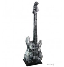 Sculpture guitare, Basse, Argent, Pigment, H.78 cm