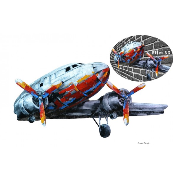 Sculpture avant avion, murale, 3D, Pigment, L.93 cm