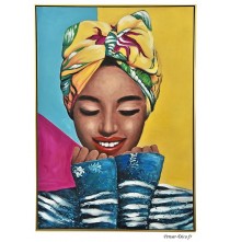 Tableau femme pop, 100x70, cadre Or