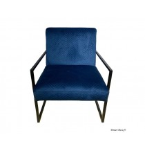 Fauteuil géométrique, velours, bleu nuit, Confort