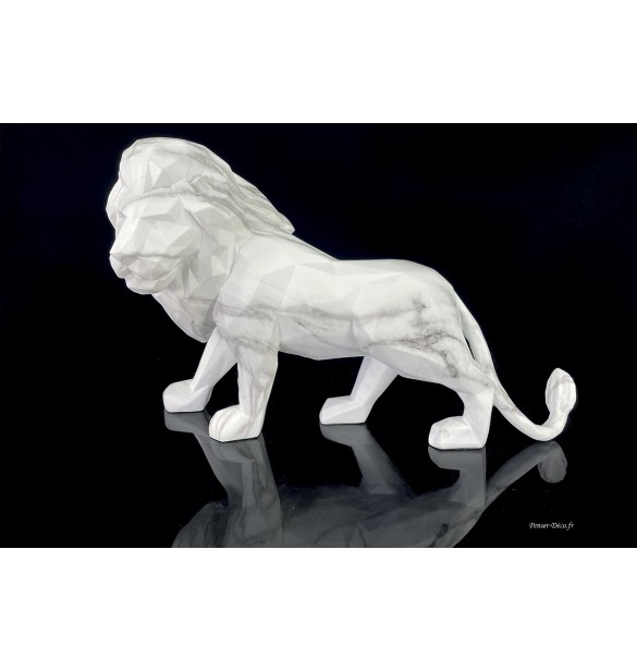 Sculpture lion, blanc, origami, Penser-Déco.fr