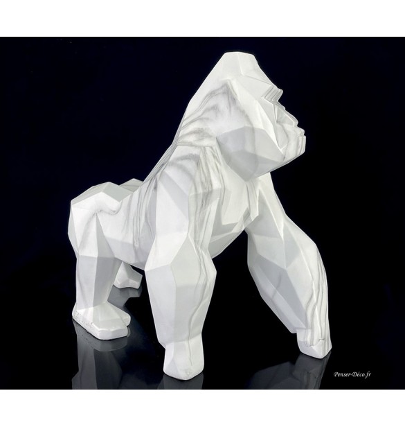 Sculpture Gorille, blanc, origami, Penser-Déco.fr