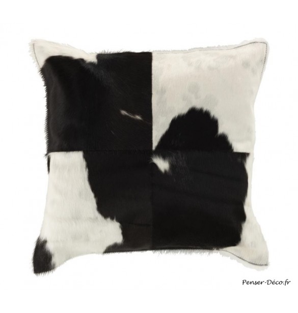 Coussin carré vache blanc/noir