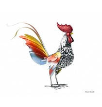 Coq coloré, Métal découpé, H.50 cm