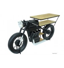 Meuble Moto, 4 étagères, Noir/Bois