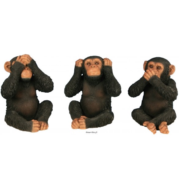 Singes de la sagesse, lot de 3, décoration extérieure, figurine, pas cher, penser-deco.fr