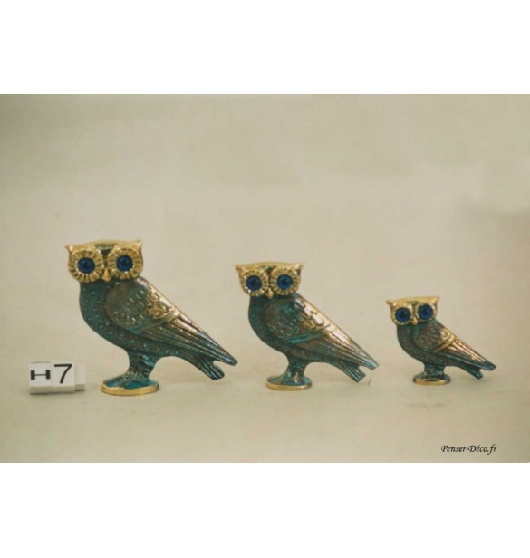 Lot de 3 chouettes, Homere, decorati