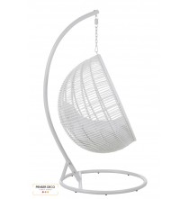 Fauteuil Suspendue Rond, rotin blanc, fauteuil extérieur, Penser-Déco.fr