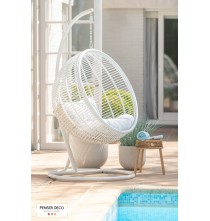 Fauteuil Suspendue Rond, rotin blanc, fauteuil extérieur, Penser-Déco.fr