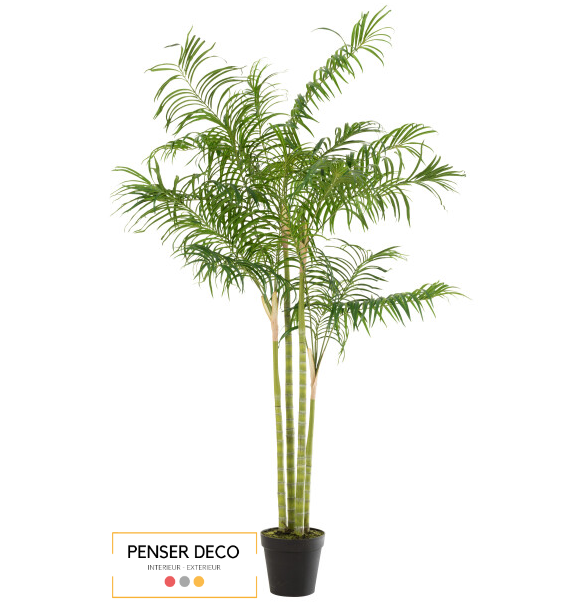Palmier Bambou En Pot Plastique Vert/Noir Large, Objet Déco, Penser-Déco.fr