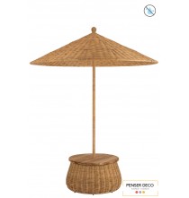 Parasol en osier + Table + rangement