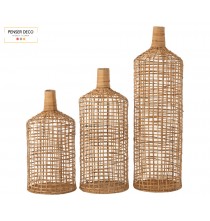 Lot de 3 vases en bambou naturel