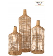 Lot de 3 vases en bambou naturel