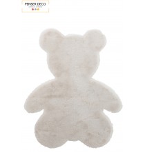 Tapis ourson en peluche blanc, 103 cm