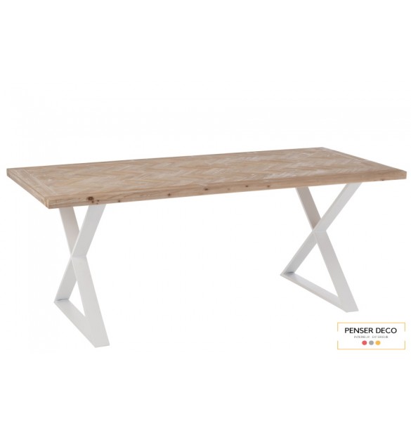 Table Zigzag, Bois & Blanc