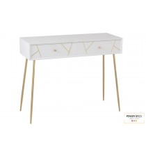 Console Rayures, 97,5 cm, Blanc & Or