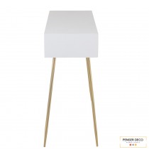 Console Rayures, 97,5 cm, Blanc & Or