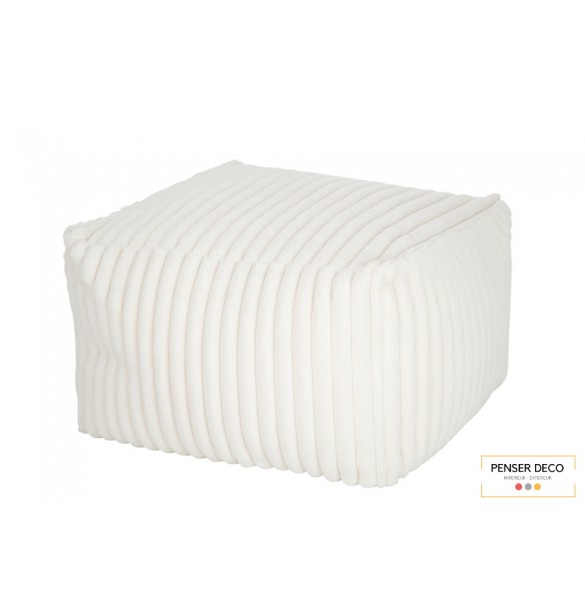 Pouf Corduroy, Blanc, 85 cm