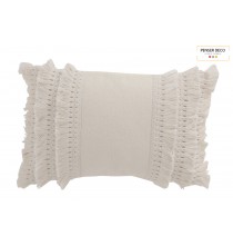 Coussin Rectangulaire Bord Floches, 43 cm, blanc, Penser-Déco.fr