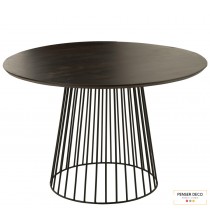 Table Ronde Noir, Bois / Métal, Ø.120 cm, Penser-Déco.fr