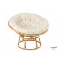 Fauteuil rond Celine + coussin, Rotin naturel