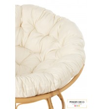 Fauteuil rond Celine + coussin, Rotin naturel