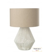 Lampe Ficelles, Jute blanc, abat-jour beige