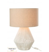 Lampe Ficelles, Jute blanc, abat-jour beige