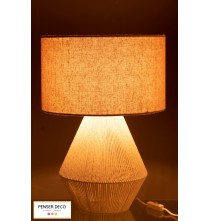 Lampe Ficelles, Jute blanc, abat-jour beige