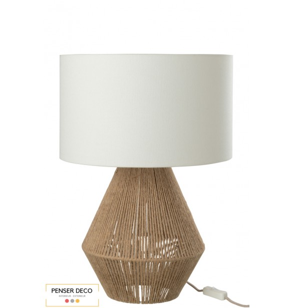 Lampe Ficelles, Jute Naturel, abat-jour blanc