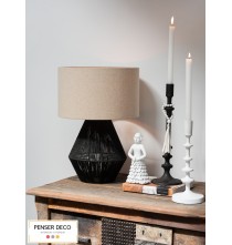 Lampe Ficelles, Jute Noir, abat-jour beige